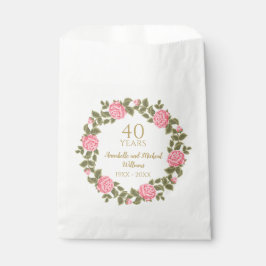 Bolsa De Papel Rosas PINK WILD Floral Garland 40th Boda RUBY