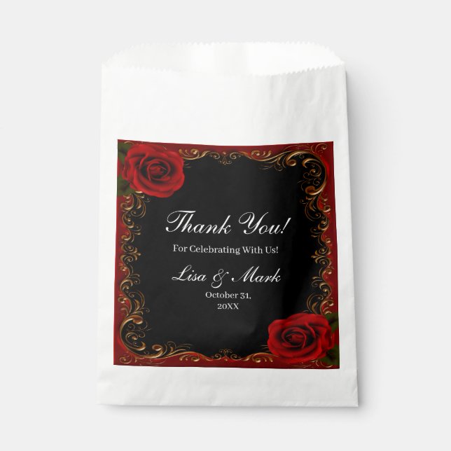 Bolsa De Papel Rosas Rojas Elegantes Góticas (Anverso)
