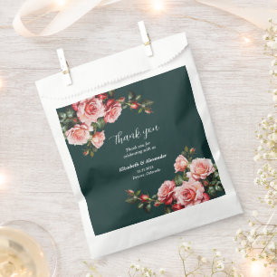 Bolsa De Papel Rosas rojas y rosadas oscuras y melancólicas boda 
