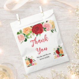 Bolsa De Papel Rosas románticas rojas y naranjas
