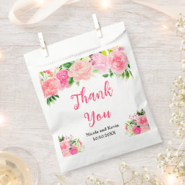 Bolsa De Papel Rosas rosadas con follaje de boda