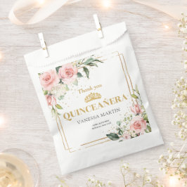 Bolsa De Papel Rosas rosadas rusas boho de oro quinceanera
