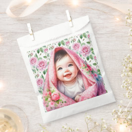 Bolsa De Papel Rosas rosas rosas y el Baby Shower sonriente de un