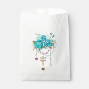 Bolsa De Papel Rosas turquesas con llaves