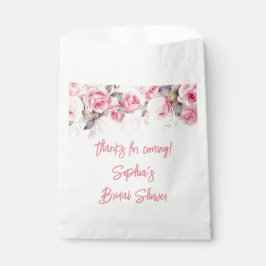 Bolsa De Papel Rose Pink Flowers Floral Shower Favors