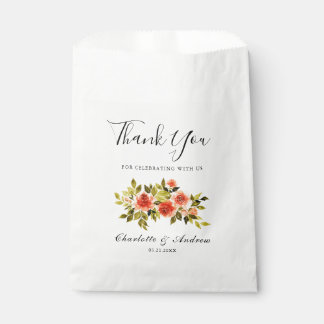 Bolsa De Papel Roses Roses Roses Acuarela Boda Floral Gracias
