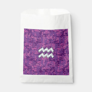 Bolsa De Papel Rótulo Aquarius en cámara digital rosa fuchsia