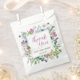 Bolsa De Papel Rótulo Baby Shower Butterfly Spring Wildflower