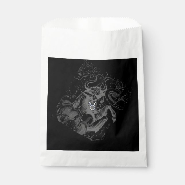Bolsa De Papel Rótulo Taurus Zodiac cromado estilo Taurus en negr (Anverso)