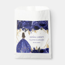 Bolsa De Papel Royal Blue Gold Floral Princess Quinceañera  