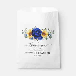 Bolsa De Papel Royal Blue Rustic Sunflower Moderno Boda Floral