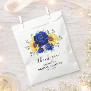 Bolsa De Papel Royal Blue Rustic Sunflower Moderno Bridal Shower
