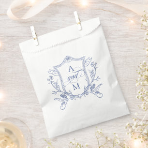 Bolsa De Papel Royal Blue Vintage Cresta Boda Agradecimiento