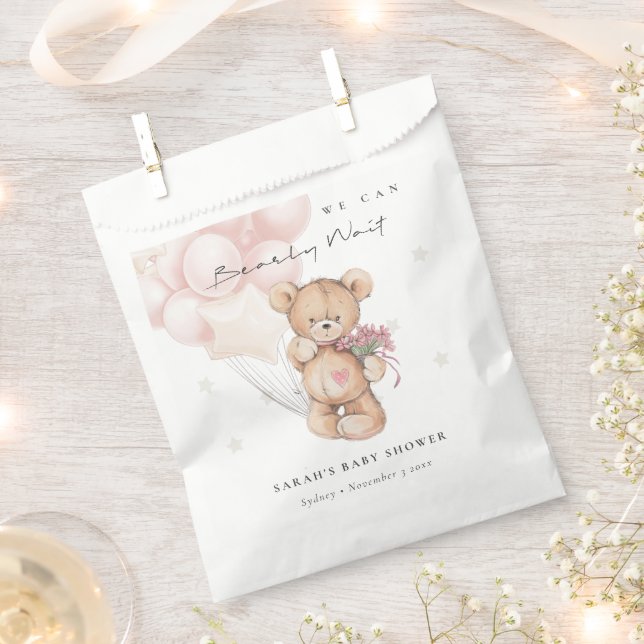 Bolsa De Papel Rubor Bearly Wait Bear Balloon Baby Shower (Cortado)