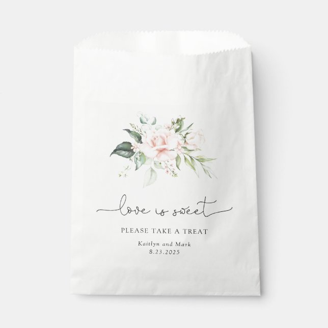 Bolsa De Papel Rubor Floral Love is Sweet Please take a Tret (Anverso)