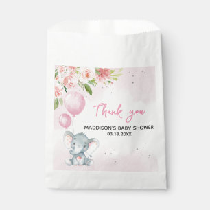 Bolsa De Papel Rubor Pink Elephant Baby Shower