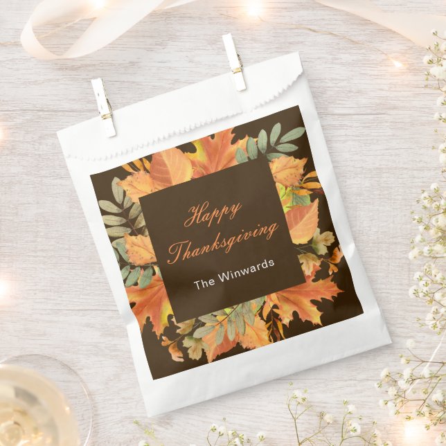Bolsa De Papel Rustic Autumn Fall Leaves Square Thanksgiving  (Cortado)