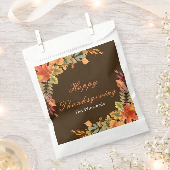 Bolsa De Papel Rustic Autumn Fall Leaves Thanksgiving Party (Cortado)
