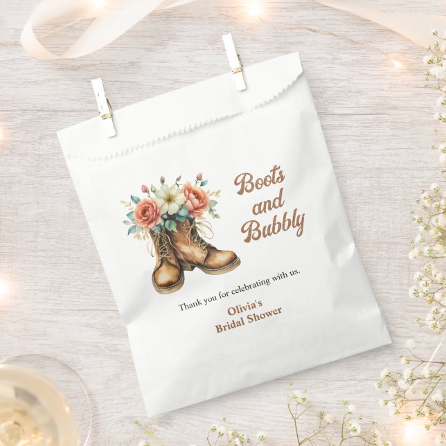 Bolsa De Papel Rustic Boots and Bubbly Western Bridal Shower  (Cortado)