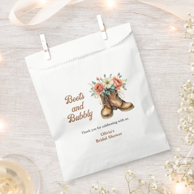 Bolsa De Papel Rustic Boots and Bubbly Western Bridal Shower  (Cortado)