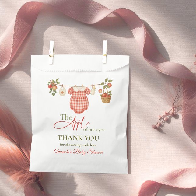 Bolsa De Papel Rustic Clothesline Apple Locally Grown Baby Shower (Subido por el creador)