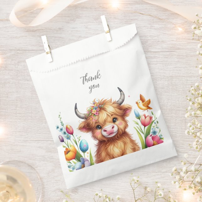 Bolsa De Papel Rustic Cute Baby Highland Cow Baby Shower (Cortado)