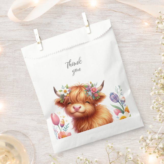 Bolsa De Papel Rustic Cute Baby Highland Cow Baby Shower (Cortado)