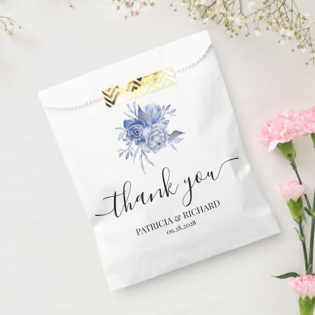 Bolsa De Papel rustic dusty blue roses and other flowers (Sellado)