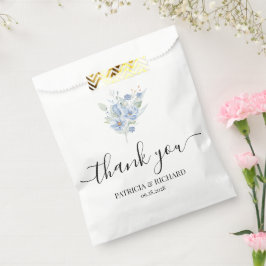 Bolsa De Papel rustic dusty blue watercolor flowers & leaves