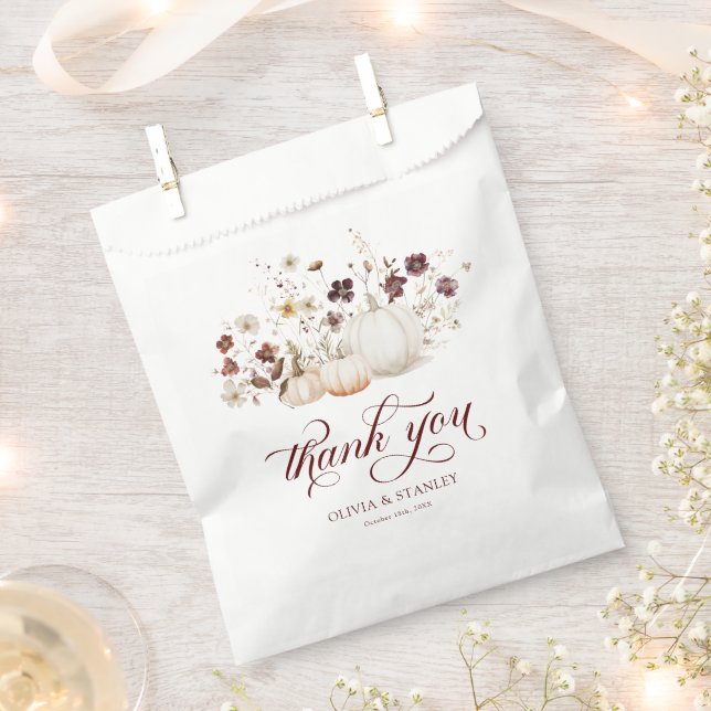 Bolsa De Papel Rustic Fall Pumpkin Wedding (Cortado)