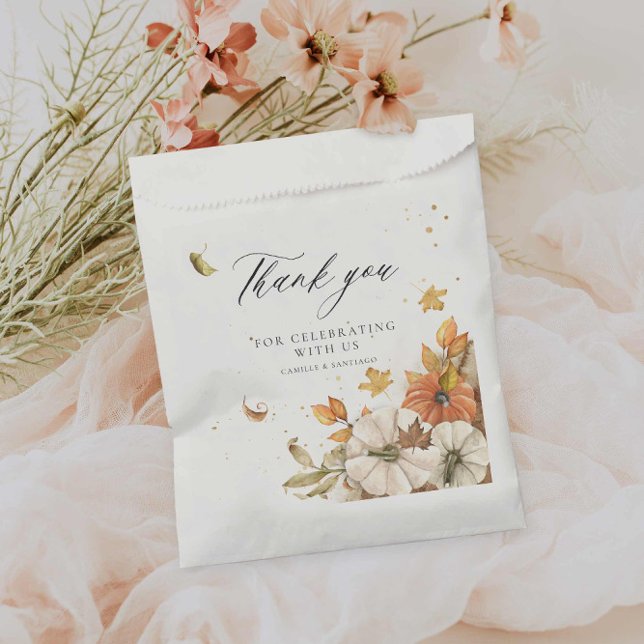 Bolsa De Papel Rustic Fall Wedding Gracias (Elegant Fall Wedding Thank you favor paper favor bag)