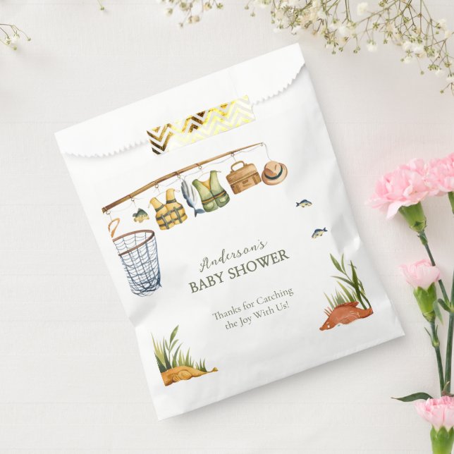 Bolsa De Papel Rustic Fishing Baby Boy Party Gift Bag (Sellado)