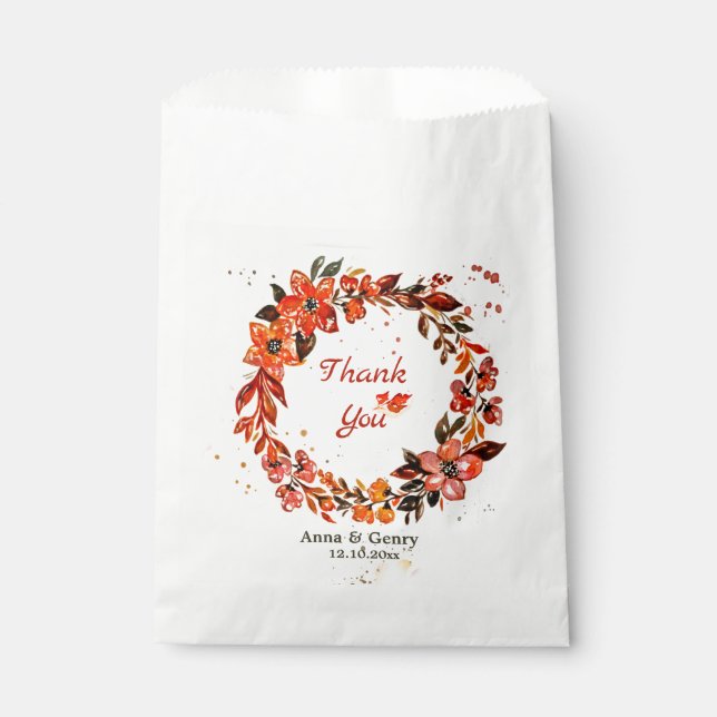 Bolsa De Papel Rustic Floral Gracias (Anverso)