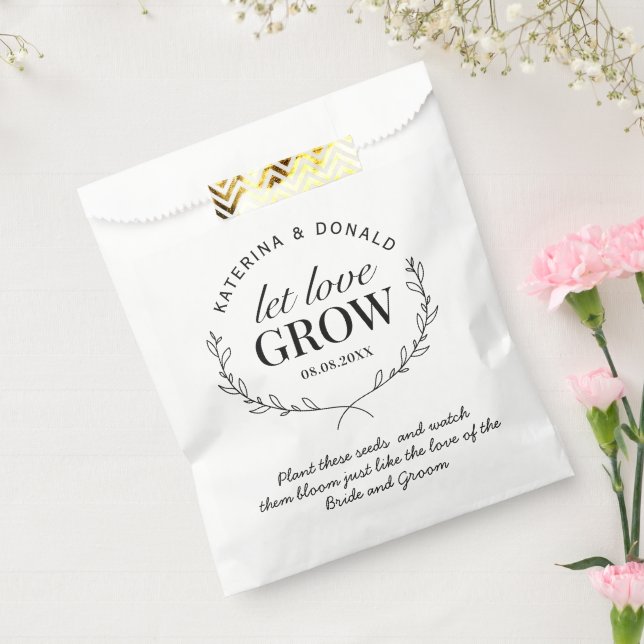 Bolsa De Papel Rustic Let Love Grow Seed Boda (Sellado)