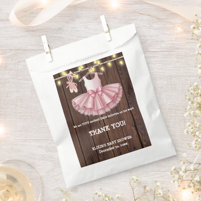 Bolsa De Papel Rustic Little Ballerina Tutu Purpurina Baby Shower (Cortado)
