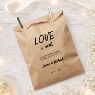 Bolsa De Papel Rustic Love is Sweet script boda Gracias