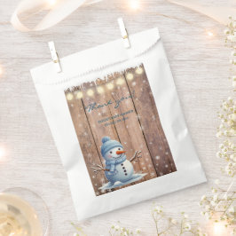Bolsa De Papel Rustic Modern Elegant Blue Snowman Baby Shower