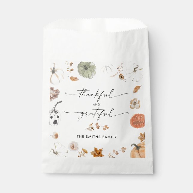 Bolsa De Papel Rustic Pumpkins Thanksgiving Dinner Favor Bags (Anverso)