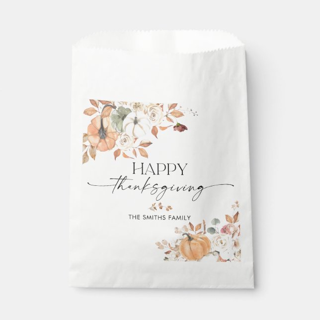 Bolsa De Papel Rustic Pumpkins Thanksgiving Dinner Favor Bags (Anverso)