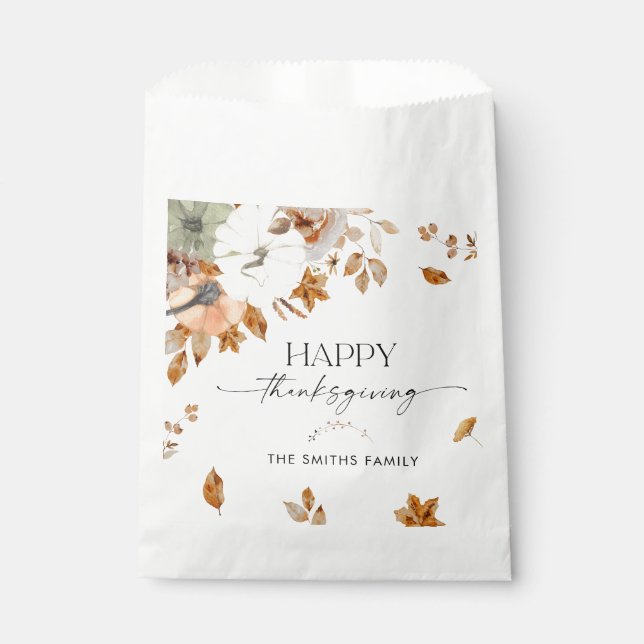 Bolsa De Papel Rustic Pumpkins Thanksgiving Dinner Favor Bags (Anverso)