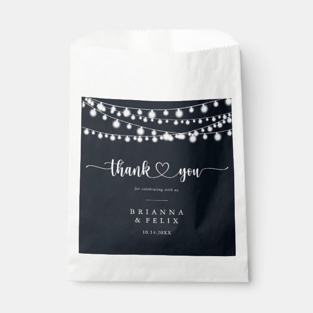 Bolsa De Papel Rustic String Lights Gracias Boda (Anverso)