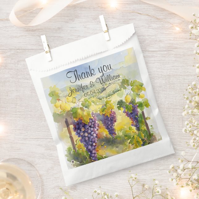 Bolsa De Papel Rustic Vineyard Grapes Lemons Italy Wedding   (Cortado)