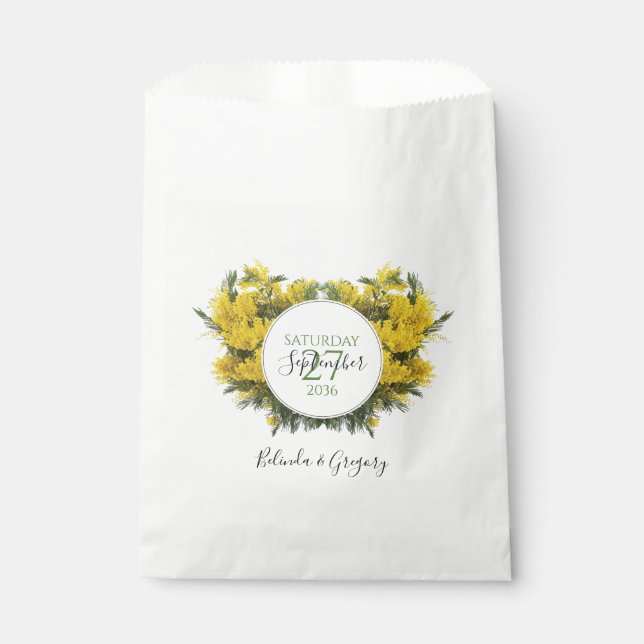 Bolsa De Papel Rustic Wattle Acacia Boda (Anverso)