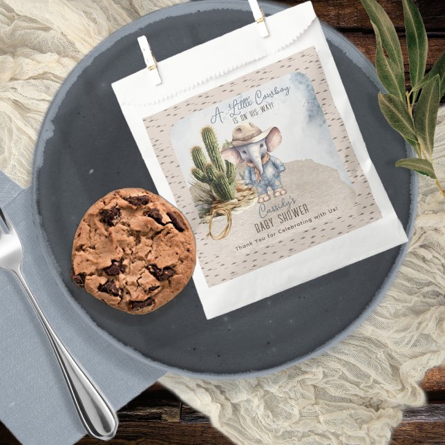 Bolsa De Papel Rustic Western Elephant Cowboy Boy Baby Shower (Rustic Western Elephant Cowboy Boy Baby Shower Favor Bags)