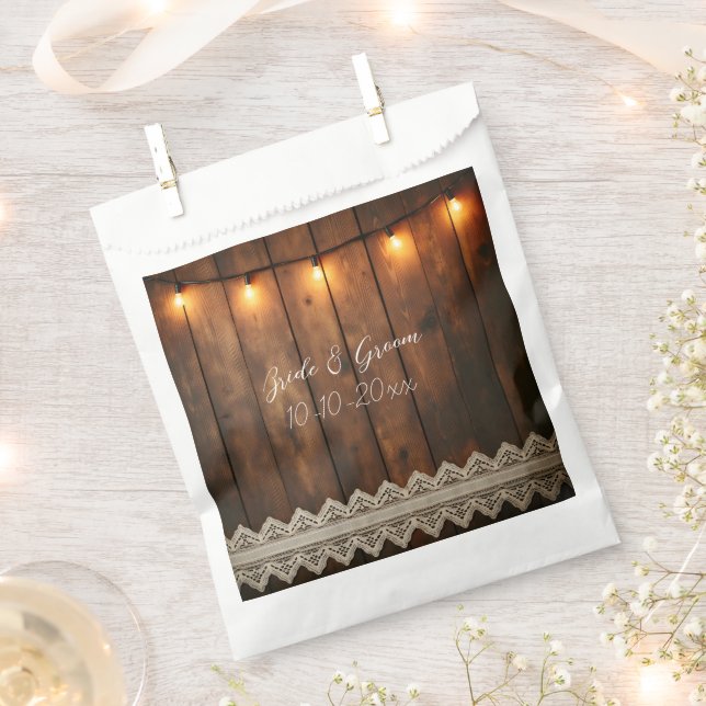 Bolsa De Papel Rustic Wood and Lace Wedding (Cortado)