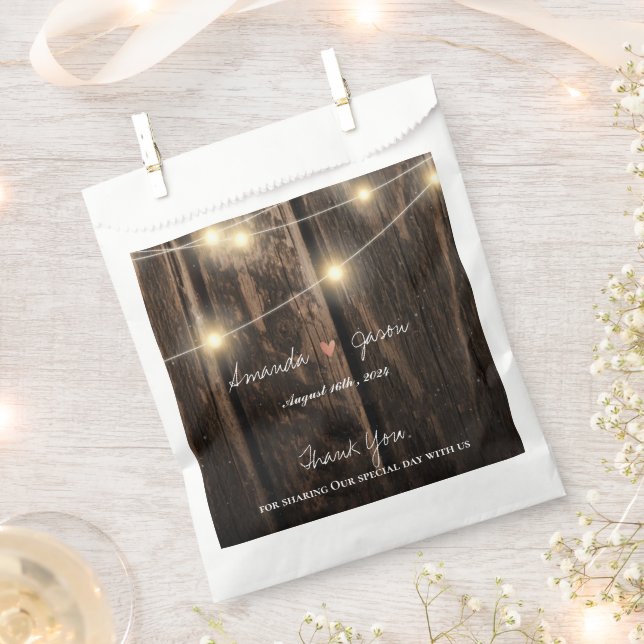 Bolsa De Papel Rustic Wood Bride Groom Gracias Fiesta De Bodas (Cortado)