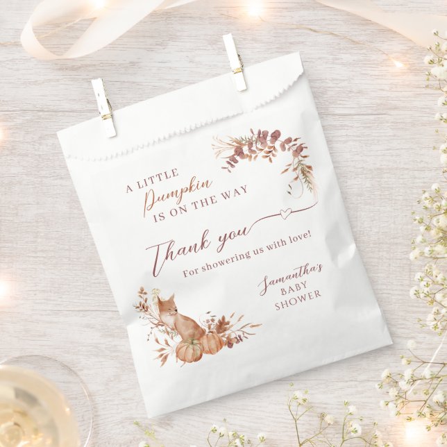 Bolsa De Papel Rustic Woodland Fox Pumpkin Thank You (Cortado)