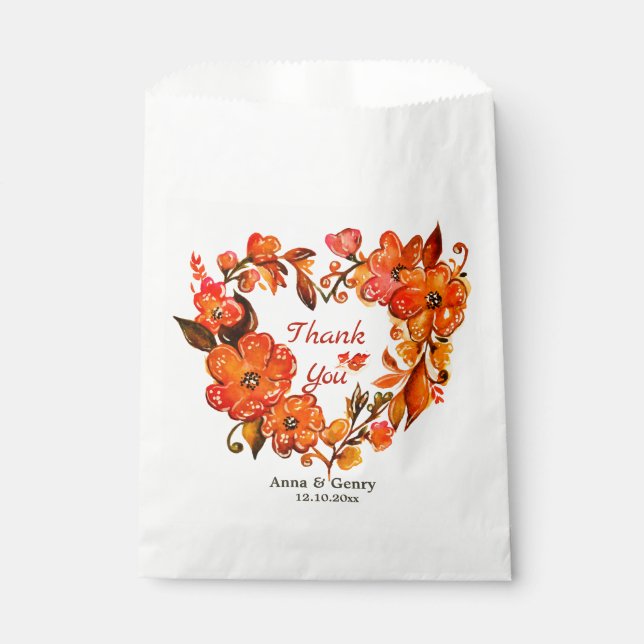 Bolsa De Papel Rustic Wreath Floral Gracias (Anverso)