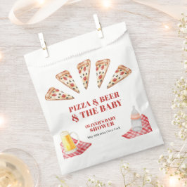 Bolsa De Papel Rústica moderna Slice Pizza Beers Baby Shower