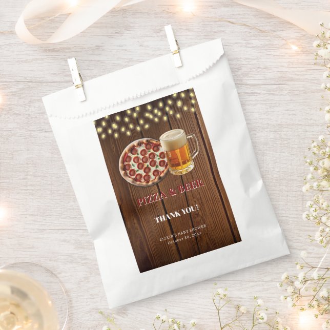 Bolsa De Papel Rústica pizza y Baby Shower de cerveza (Cortado)